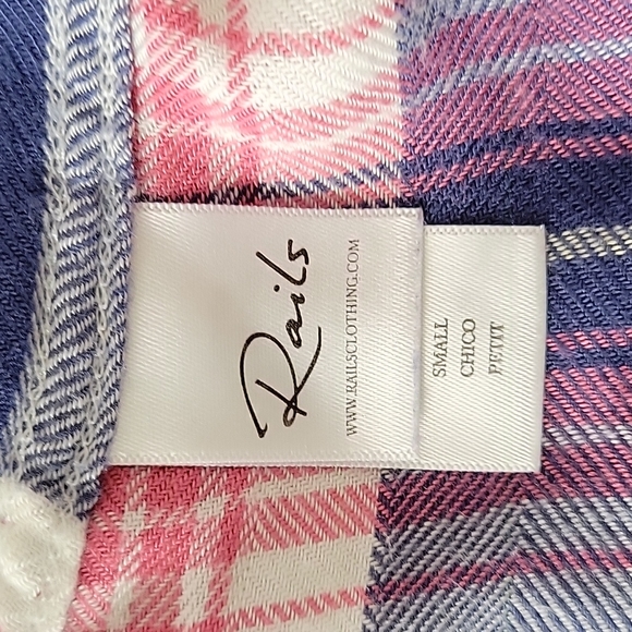 Rails blue flannel long sleeve shirt size women's size small - Picture 11 of 15